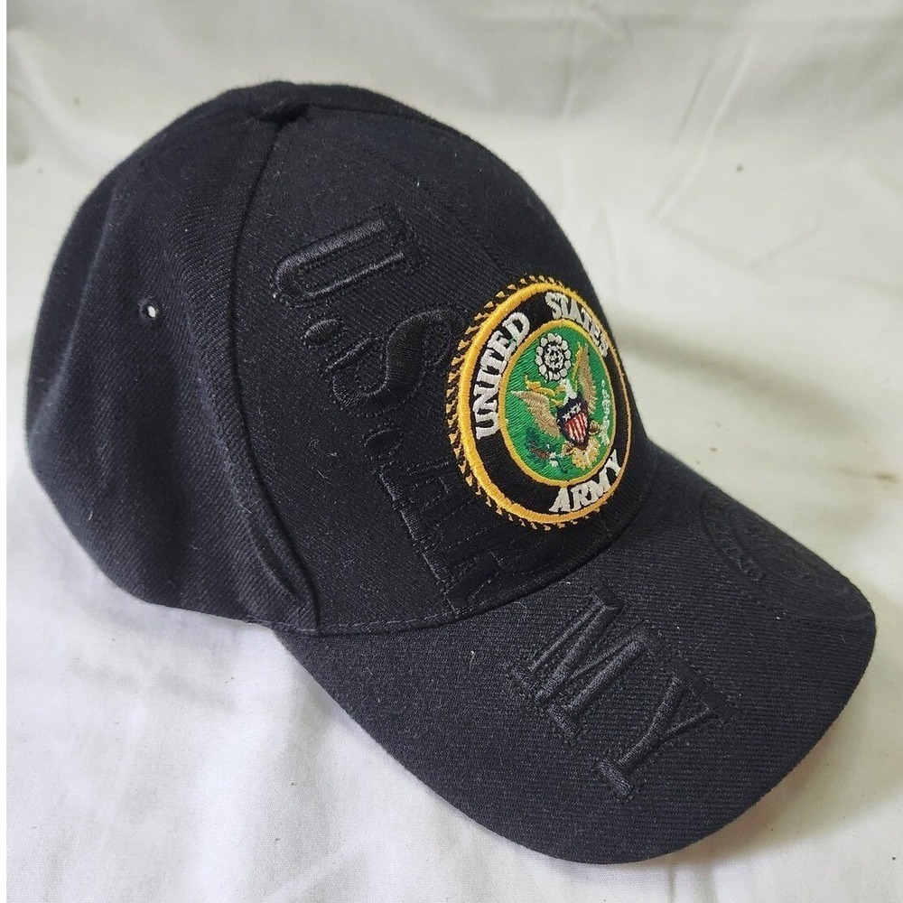 Old Glory US Army‎ Hat Baseball Cap Military Embroidered Logo Black One Size